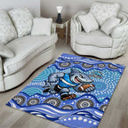 Cronulla Sutherland Sharks Area Rug Aboriginal Dot Pattern - Rugby Mascot Heritage Pride