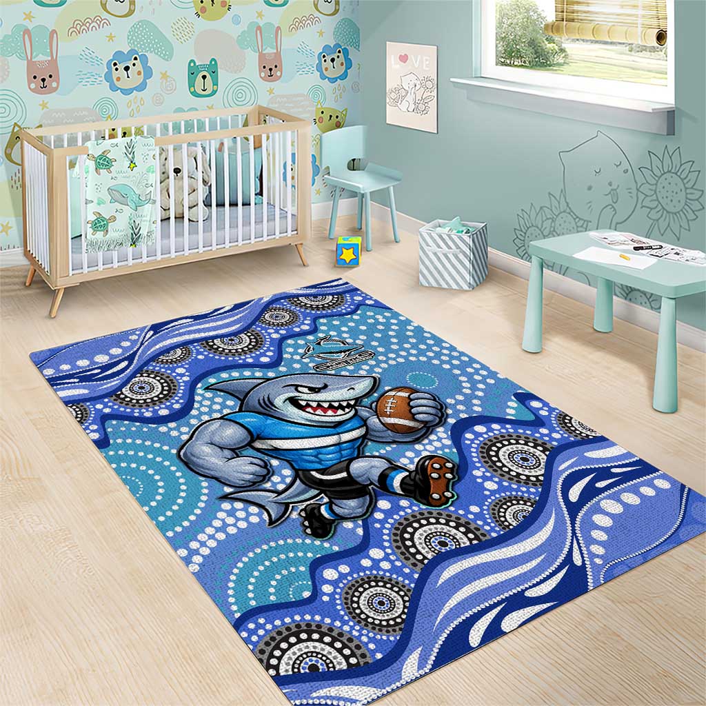 Cronulla Sutherland Sharks Area Rug Aboriginal Dot Pattern - Rugby Mascot Heritage Pride
