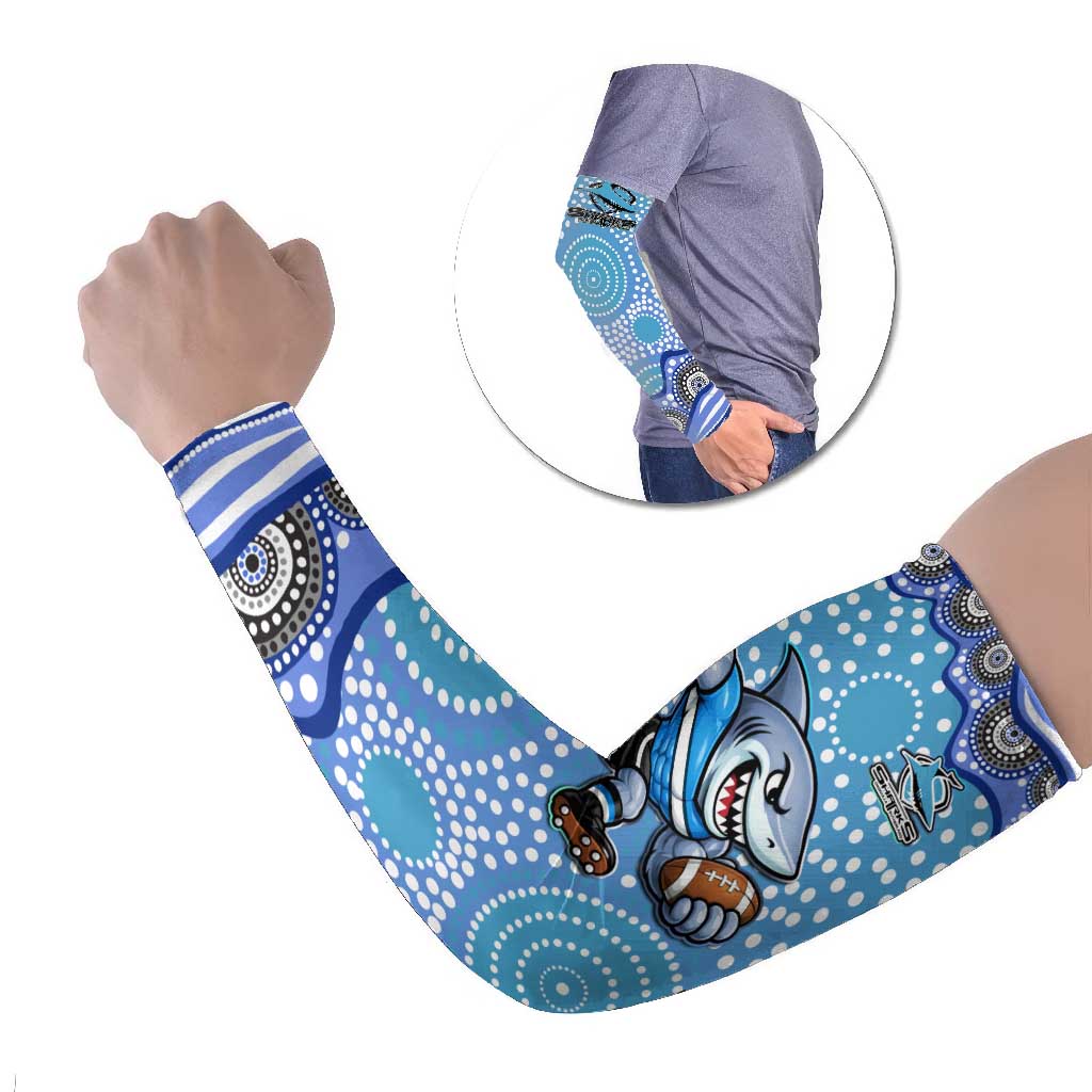 Cronulla Sutherland Sharks Arm Sleeves Aboriginal Dot Pattern - Rugby Mascot Heritage Pride