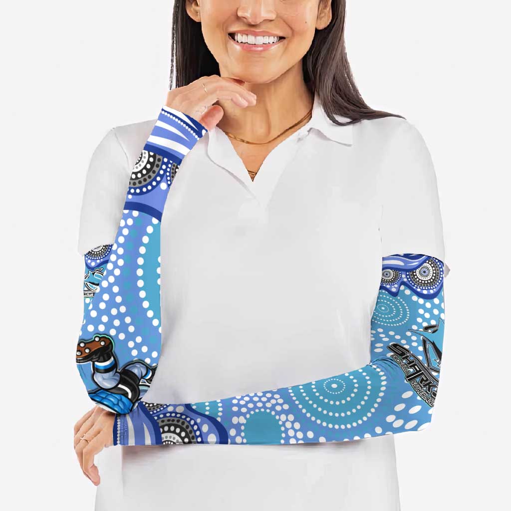 Cronulla Sutherland Sharks Arm Sleeves Aboriginal Dot Pattern - Rugby Mascot Heritage Pride