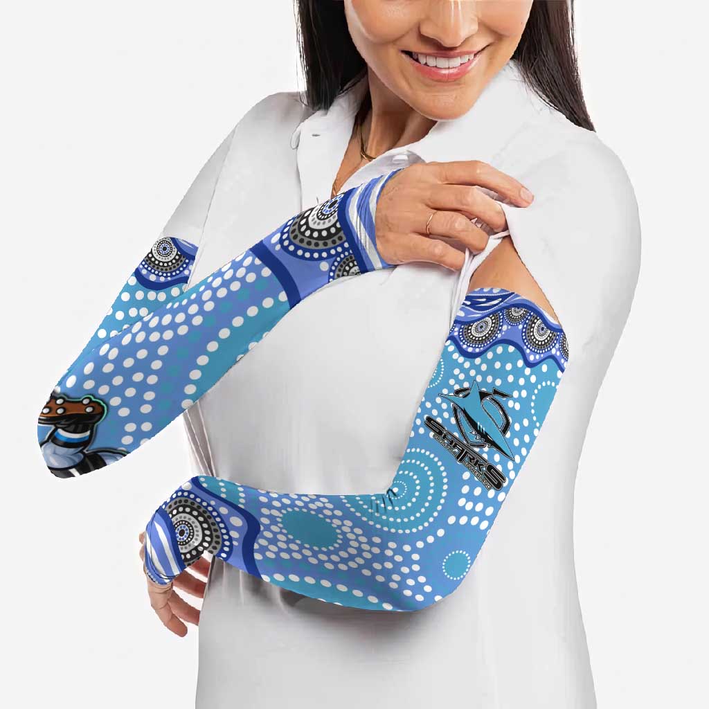 Cronulla Sutherland Sharks Arm Sleeves Aboriginal Dot Pattern - Rugby Mascot Heritage Pride