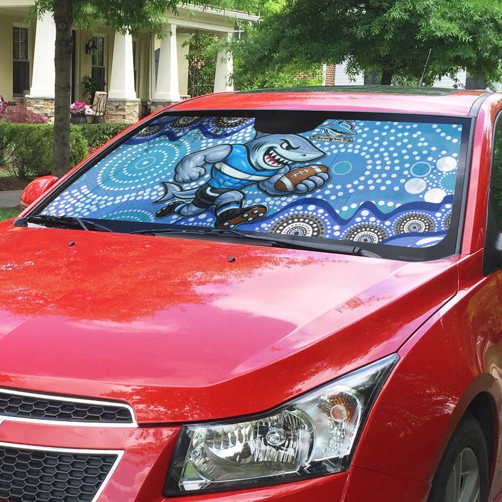 Cronulla Sutherland Sharks Auto Sun Shade Aboriginal Dot Pattern - Rugby Mascot Heritage Pride