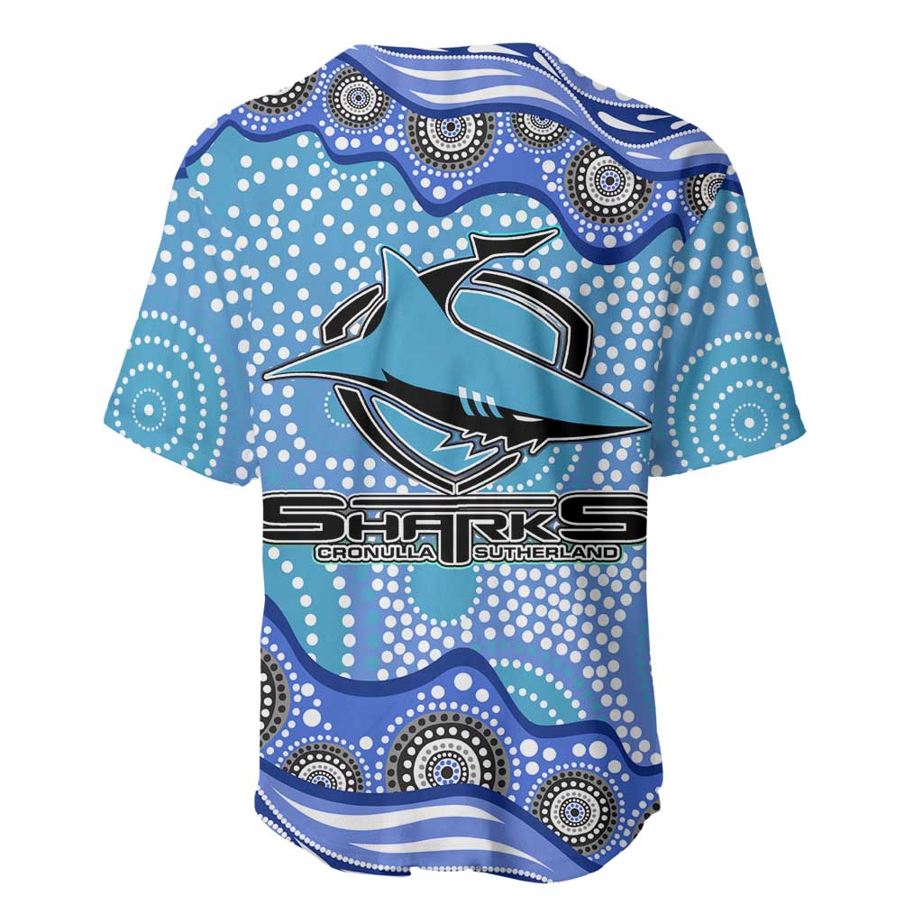 Cronulla Sutherland Sharks Baseball Jersey Aboriginal Dot Pattern - Rugby Mascot Heritage Pride