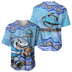 Cronulla Sutherland Sharks Baseball Jersey Aboriginal Dot Pattern - Rugby Mascot Heritage Pride