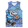 Cronulla Sutherland Sharks Basketball Jersey Aboriginal Dot Pattern - Rugby Mascot Heritage Pride