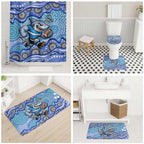 Cronulla Sutherland Sharks Bathroom Set Aboriginal Dot Pattern - Rugby Mascot Heritage Pride
