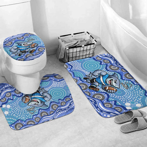 Cronulla Sutherland Sharks Bathroom Set Aboriginal Dot Pattern - Rugby Mascot Heritage Pride