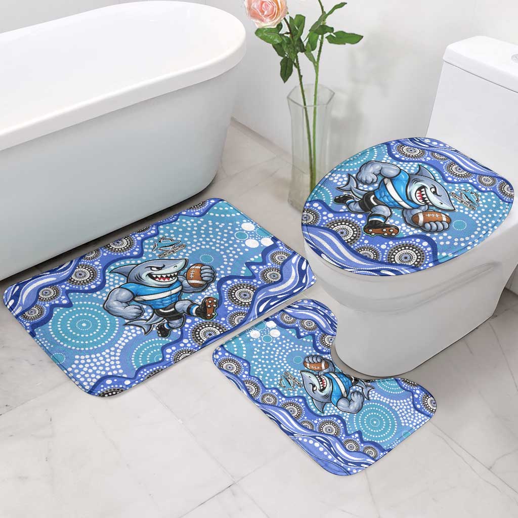 Cronulla Sutherland Sharks Bathroom Set Aboriginal Dot Pattern - Rugby Mascot Heritage Pride