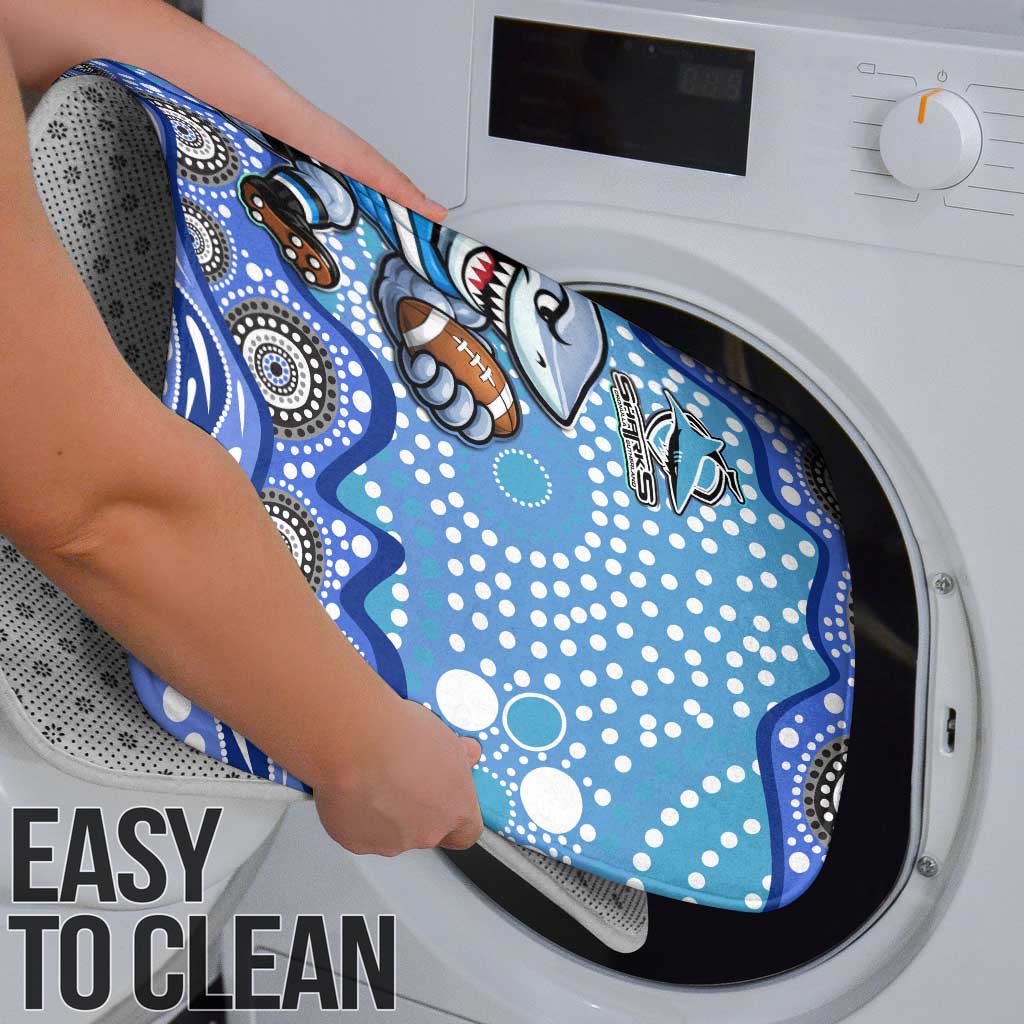 Cronulla Sutherland Sharks Bathroom Set Aboriginal Dot Pattern - Rugby Mascot Heritage Pride