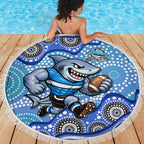 Cronulla Sutherland Sharks Beach Blanket Aboriginal Dot Pattern - Rugby Mascot Heritage Pride