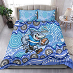 Cronulla Sutherland Sharks Bedding Set Aboriginal Dot Pattern - Rugby Mascot Heritage Pride