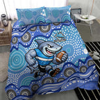 Cronulla Sutherland Sharks Bedding Set Aboriginal Dot Pattern - Rugby Mascot Heritage Pride