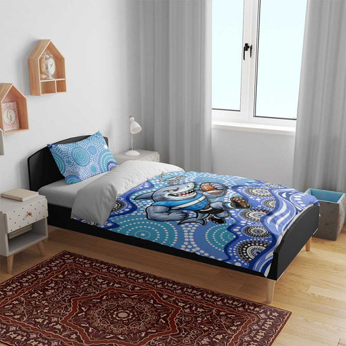 Cronulla Sutherland Sharks Bedding Set Aboriginal Dot Pattern - Rugby Mascot Heritage Pride