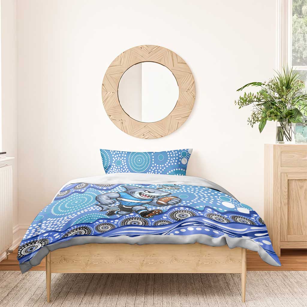Cronulla Sutherland Sharks Bedding Set Aboriginal Dot Pattern - Rugby Mascot Heritage Pride