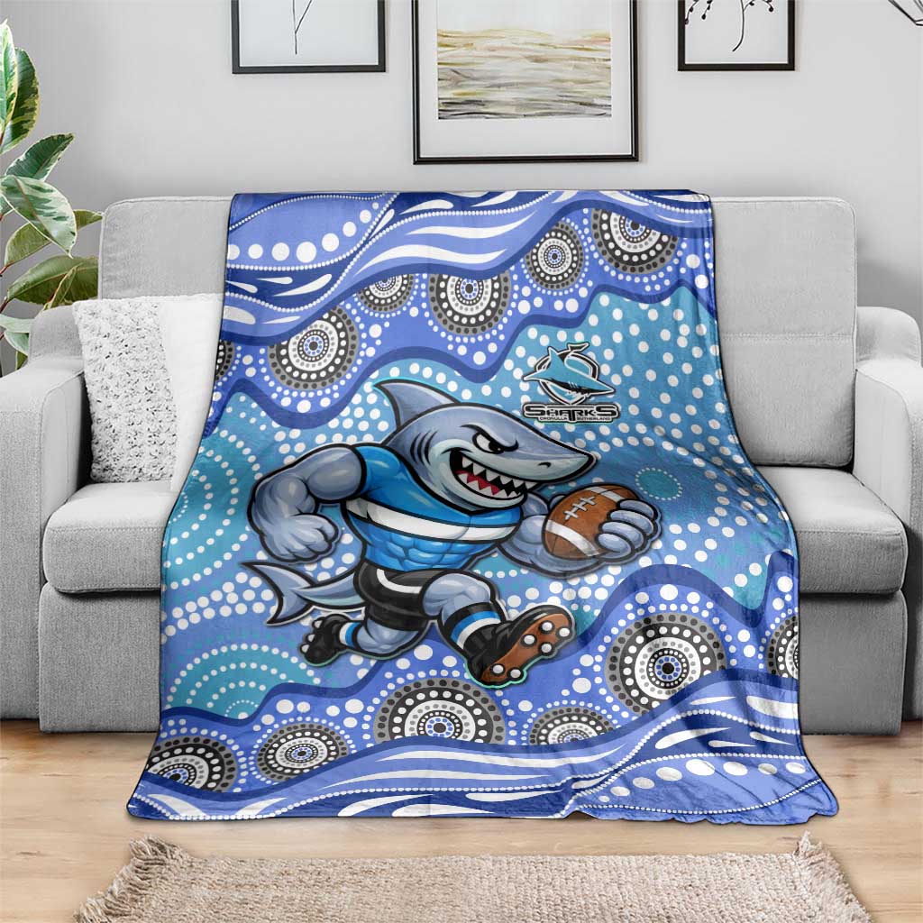 Cronulla Sutherland Sharks Blanket Aboriginal Dot Pattern - Rugby Mascot Heritage Pride