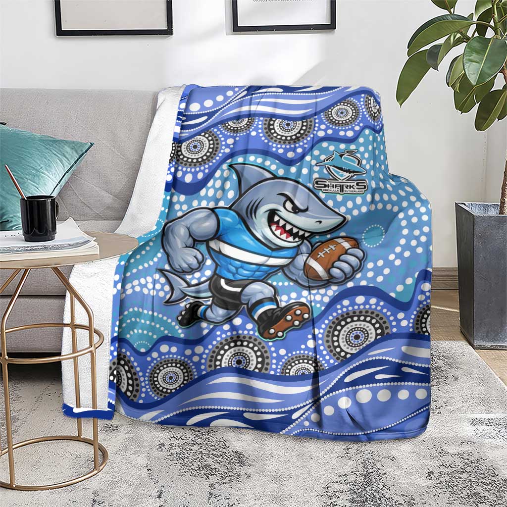 Cronulla Sutherland Sharks Blanket Aboriginal Dot Pattern - Rugby Mascot Heritage Pride