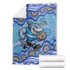Cronulla Sutherland Sharks Blanket Aboriginal Dot Pattern - Rugby Mascot Heritage Pride
