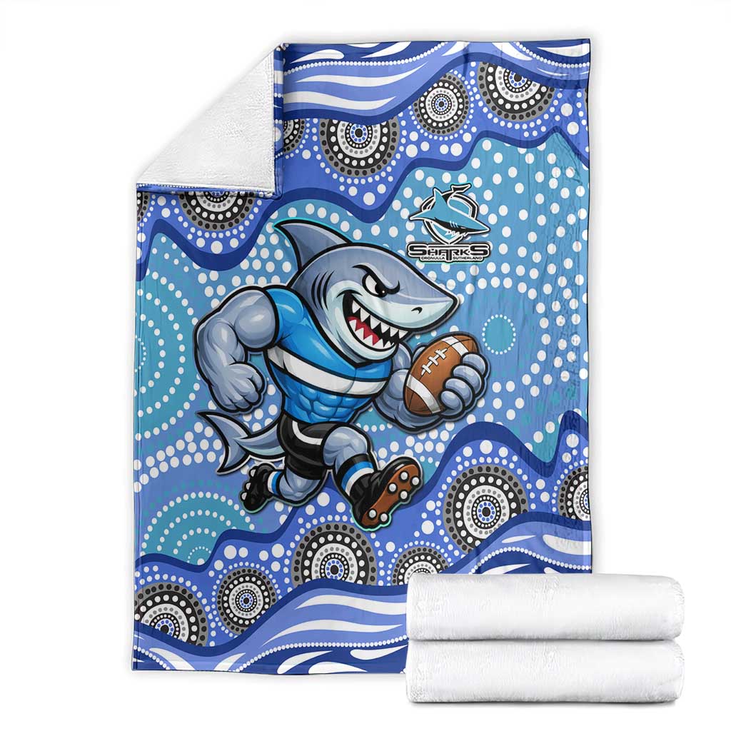 Cronulla Sutherland Sharks Blanket Aboriginal Dot Pattern - Rugby Mascot Heritage Pride