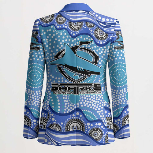 Cronulla Sutherland Sharks Blazer Aboriginal Dot Pattern - Rugby Mascot Heritage Pride