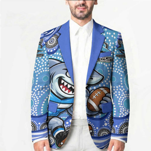 Cronulla Sutherland Sharks Blazer Aboriginal Dot Pattern - Rugby Mascot Heritage Pride