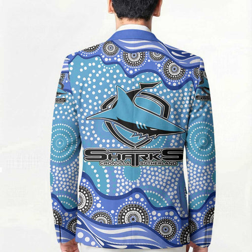 Cronulla Sutherland Sharks Blazer Aboriginal Dot Pattern - Rugby Mascot Heritage Pride