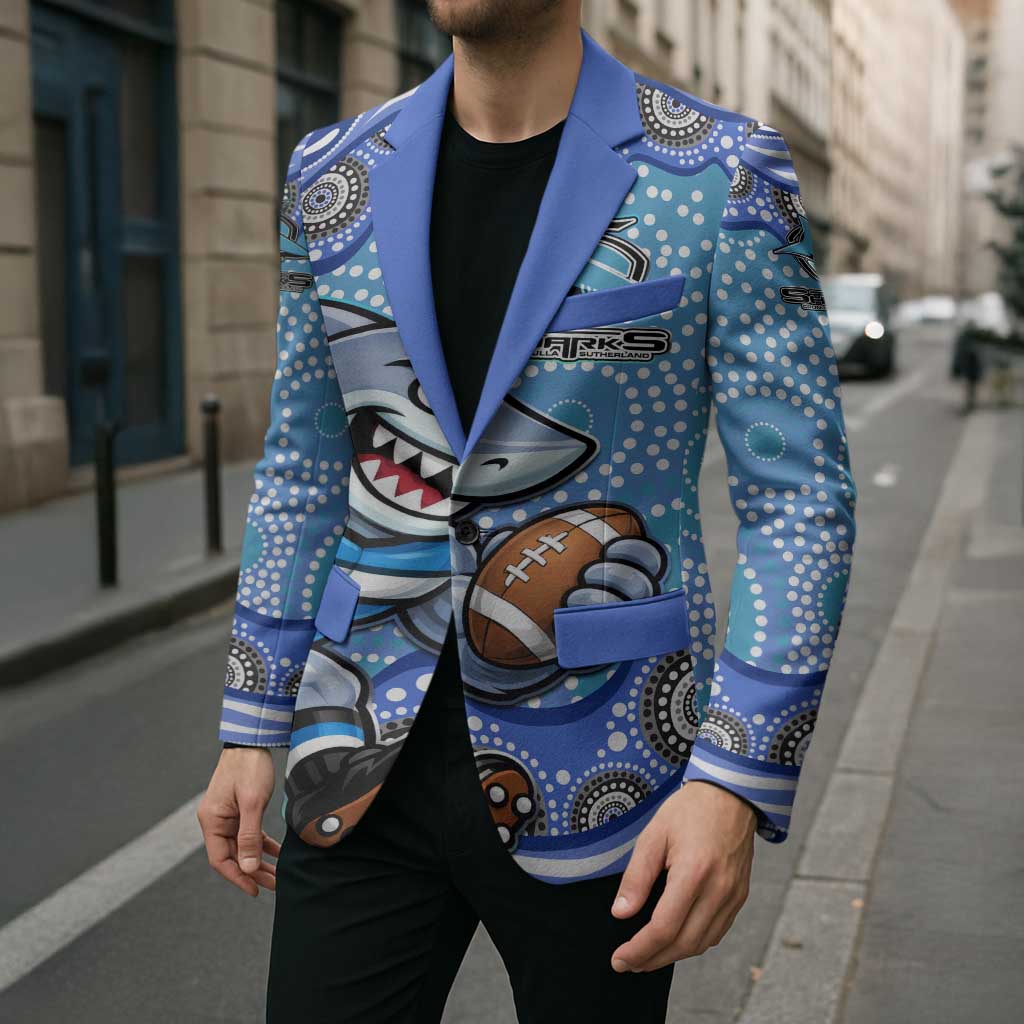 Cronulla Sutherland Sharks Blazer Aboriginal Dot Pattern - Rugby Mascot Heritage Pride