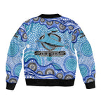 Cronulla Sutherland Sharks Bomber Jacket Aboriginal Dot Pattern - Rugby Mascot Heritage Pride