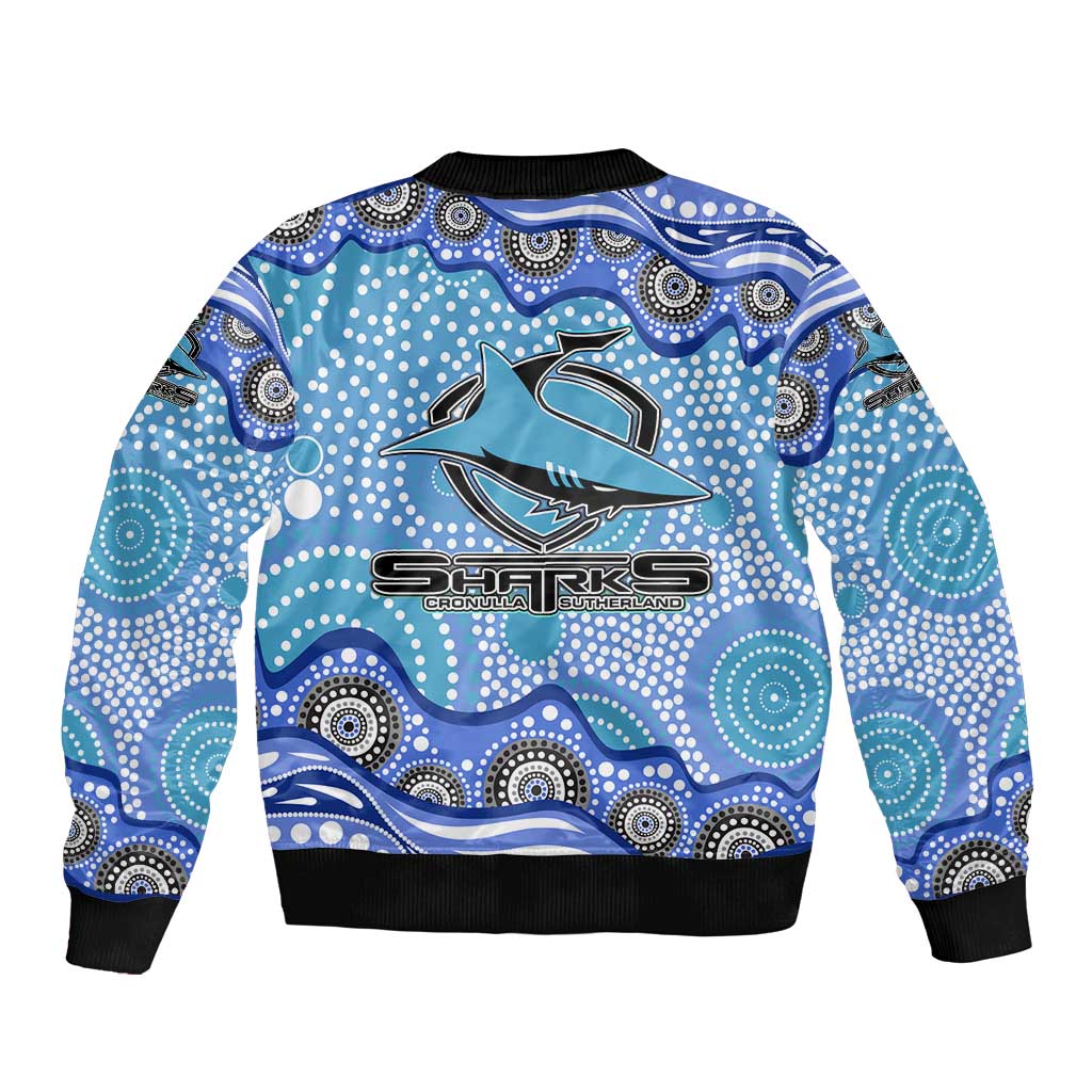 Cronulla Sutherland Sharks Bomber Jacket Aboriginal Dot Pattern - Rugby Mascot Heritage Pride