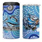 Cronulla Sutherland Sharks 4 in 1 Can Cooler Tumbler Aboriginal Dot Pattern - Rugby Mascot Heritage Pride