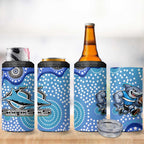 Cronulla Sutherland Sharks 4 in 1 Can Cooler Tumbler Aboriginal Dot Pattern - Rugby Mascot Heritage Pride