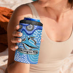 Cronulla Sutherland Sharks 4 in 1 Can Cooler Tumbler Aboriginal Dot Pattern - Rugby Mascot Heritage Pride
