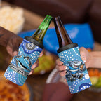 Cronulla Sutherland Sharks 4 in 1 Can Cooler Tumbler Aboriginal Dot Pattern - Rugby Mascot Heritage Pride