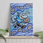 Cronulla Sutherland Sharks Canvas Wall Art Aboriginal Dot Pattern - Rugby Mascot Heritage Pride