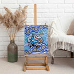 Cronulla Sutherland Sharks Canvas Wall Art Aboriginal Dot Pattern - Rugby Mascot Heritage Pride