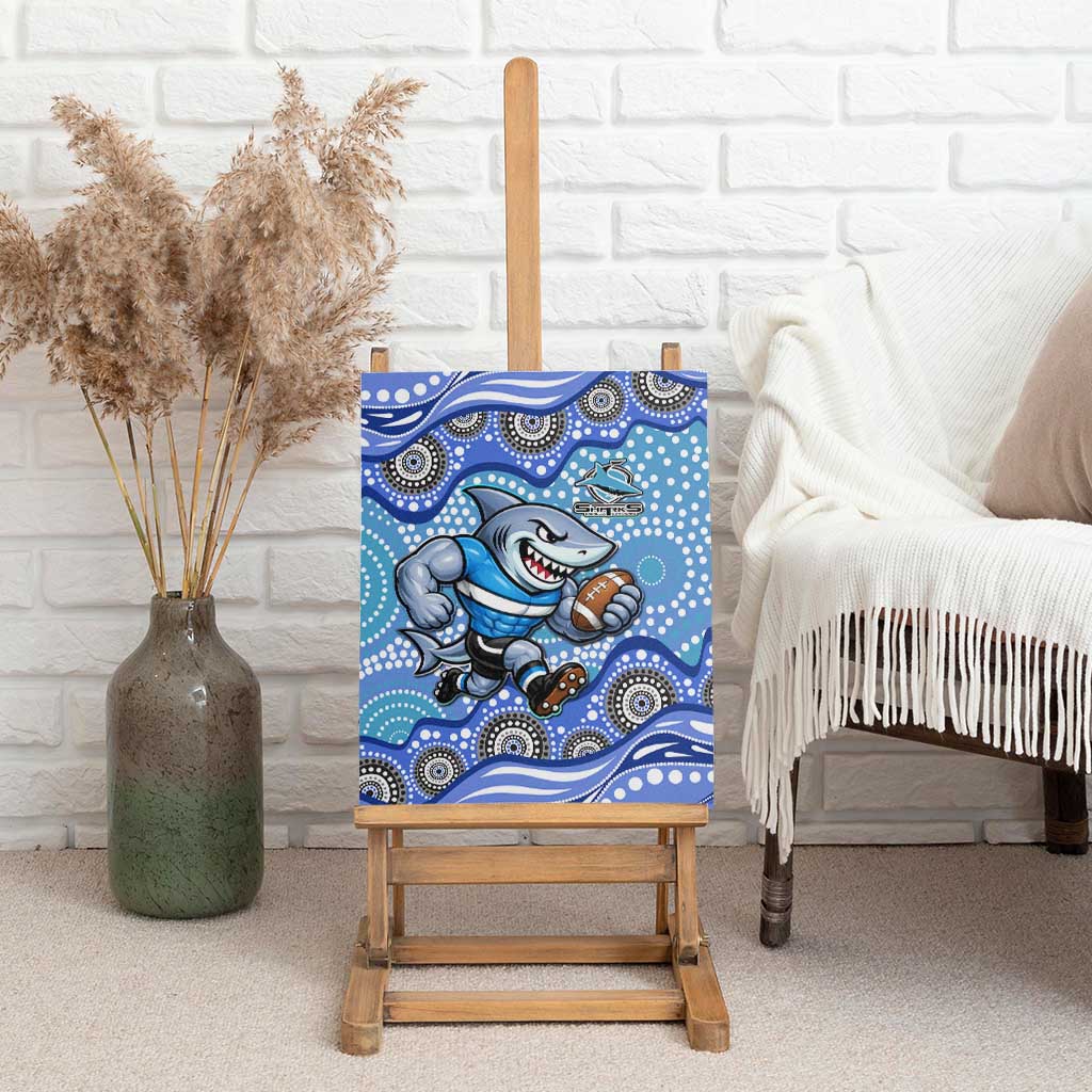 Cronulla Sutherland Sharks Canvas Wall Art Aboriginal Dot Pattern - Rugby Mascot Heritage Pride