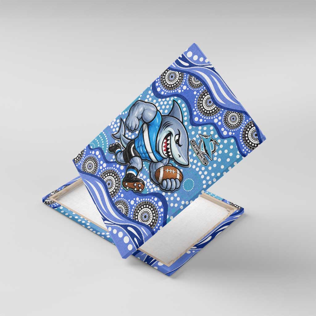 Cronulla Sutherland Sharks Canvas Wall Art Aboriginal Dot Pattern - Rugby Mascot Heritage Pride