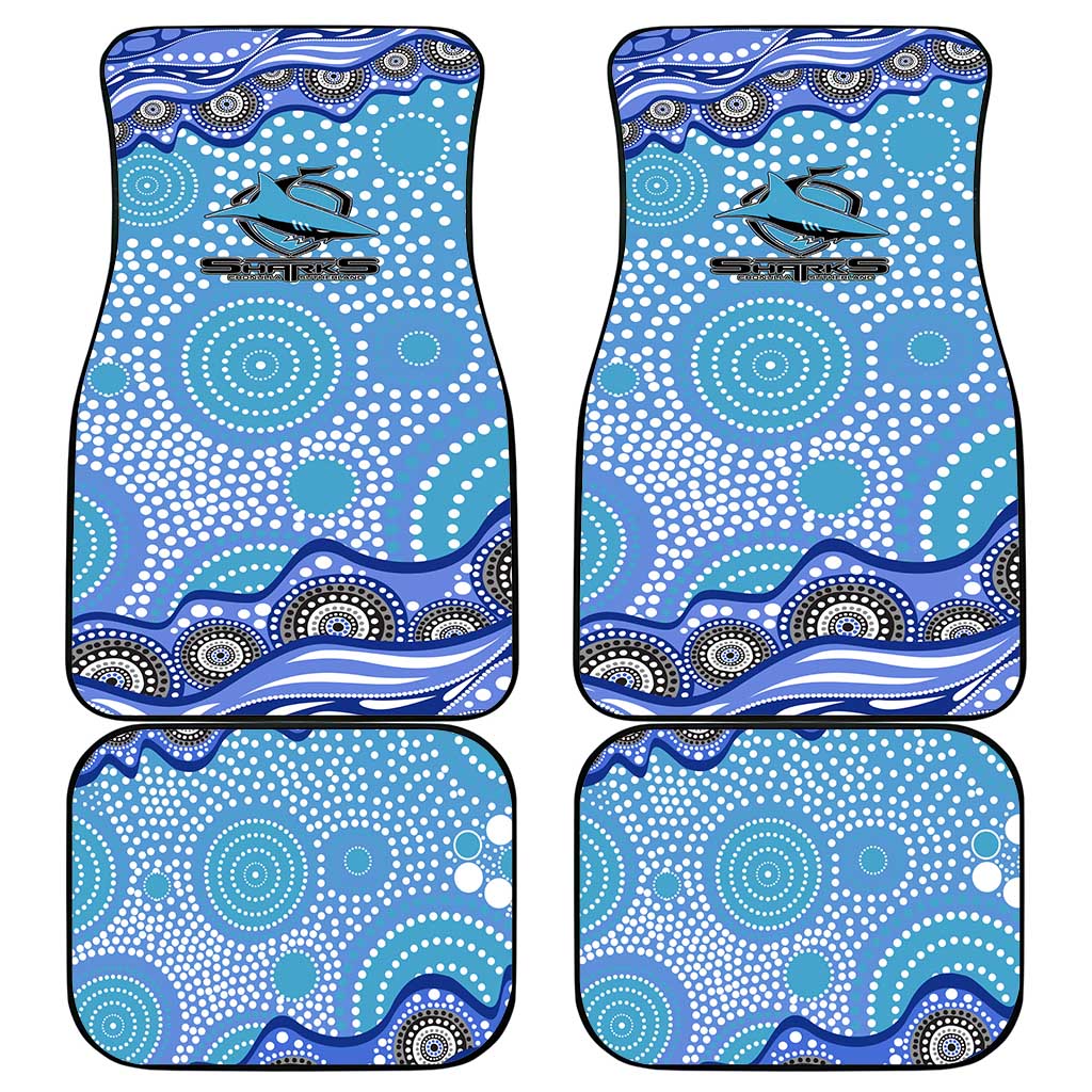 Cronulla Sutherland Sharks Car Mats Aboriginal Dot Pattern - Rugby Mascot Heritage Pride