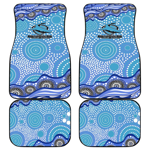 Cronulla Sutherland Sharks Car Mats Aboriginal Dot Pattern - Rugby Mascot Heritage Pride