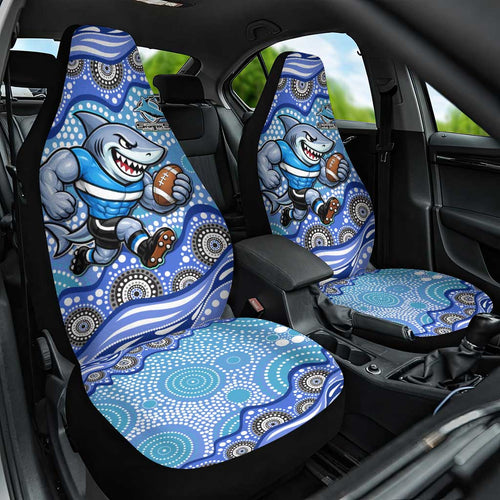 Cronulla Sutherland Sharks Car Seat Cover Aboriginal Dot Pattern - Rugby Mascot Heritage Pride
