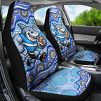 Cronulla Sutherland Sharks Car Seat Cover Aboriginal Dot Pattern - Rugby Mascot Heritage Pride