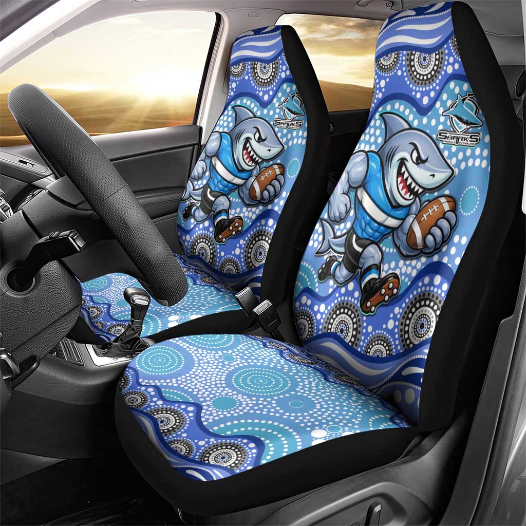 Cronulla Sutherland Sharks Car Seat Cover Aboriginal Dot Pattern - Rugby Mascot Heritage Pride