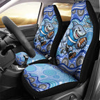 Cronulla Sutherland Sharks Car Seat Cover Aboriginal Dot Pattern - Rugby Mascot Heritage Pride