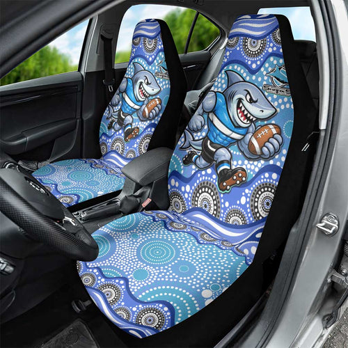Cronulla Sutherland Sharks Car Seat Cover Aboriginal Dot Pattern - Rugby Mascot Heritage Pride
