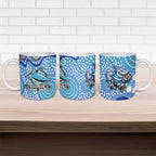 Cronulla Sutherland Sharks Ceramic Mug Aboriginal Dot Pattern - Rugby Mascot Heritage Pride