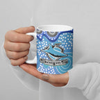 Cronulla Sutherland Sharks Ceramic Mug Aboriginal Dot Pattern - Rugby Mascot Heritage Pride
