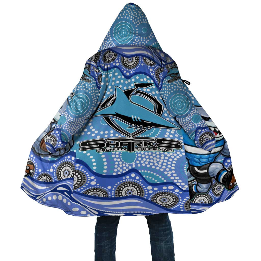 Cronulla Sutherland Sharks Cloak Aboriginal Dot Pattern - Rugby Mascot Heritage Pride
