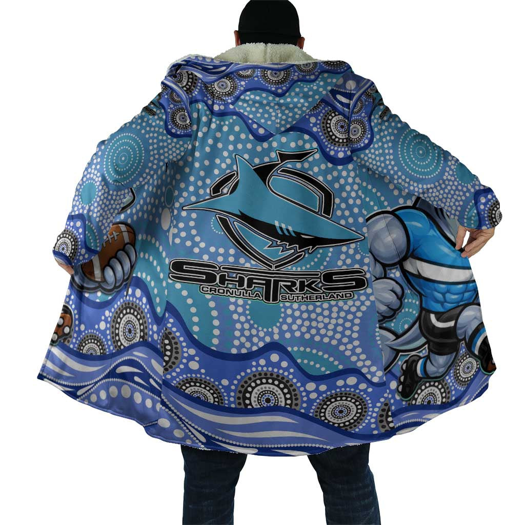Cronulla Sutherland Sharks Cloak Aboriginal Dot Pattern - Rugby Mascot Heritage Pride