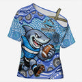 Cronulla Sutherland Sharks Cross Shoulder Shirt Aboriginal Dot Pattern - Rugby Mascot Heritage Pride