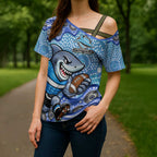 Cronulla Sutherland Sharks Cross Shoulder Shirt Aboriginal Dot Pattern - Rugby Mascot Heritage Pride