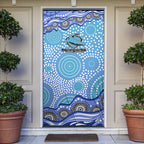 Cronulla Sutherland Sharks Door Cover Aboriginal Dot Pattern - Rugby Mascot Heritage Pride